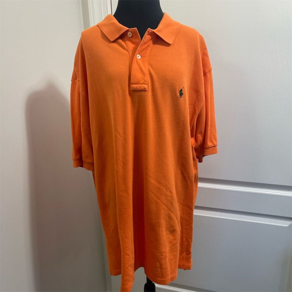 Polo Ralph Lauren Men's 2XL Orange Short Sleeve Polo Shirt (sku465)